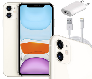Smartfon Apple iPhone 11 64GB LTE 6,1" Biały AKCESORIA | Stan: Idealny